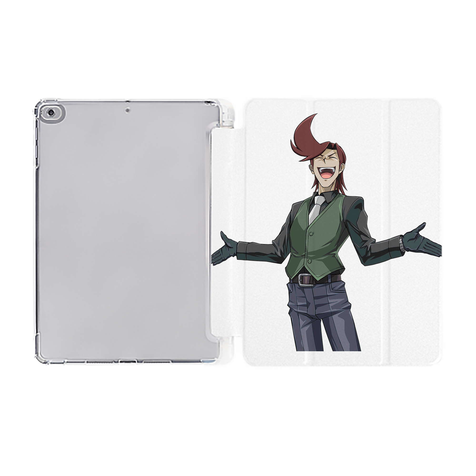 （画像用） 遊☆戯☆王 Yu-Gi-Oh! IPad ケース ペン収納付き 三つ折りスタンド PUレザー×シリコン 対応機種9.5/10.5/10.9インチ